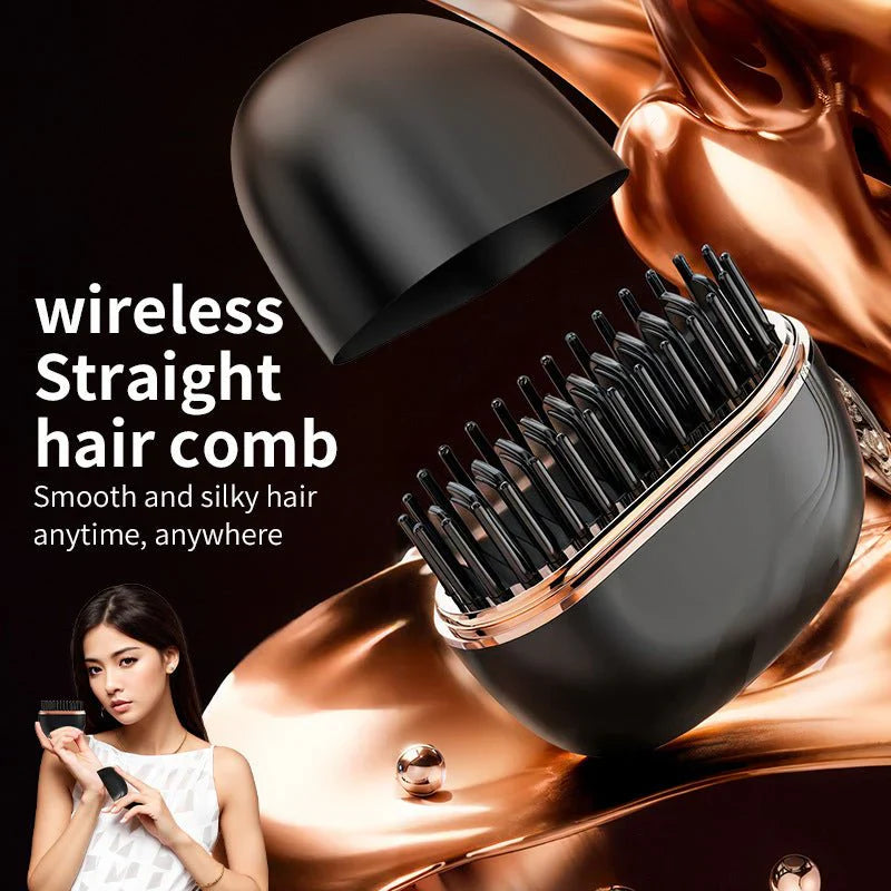 GlowPro™ Mini Wireless Hair Straightening Comb – Portable Rechargeable Styling Tool